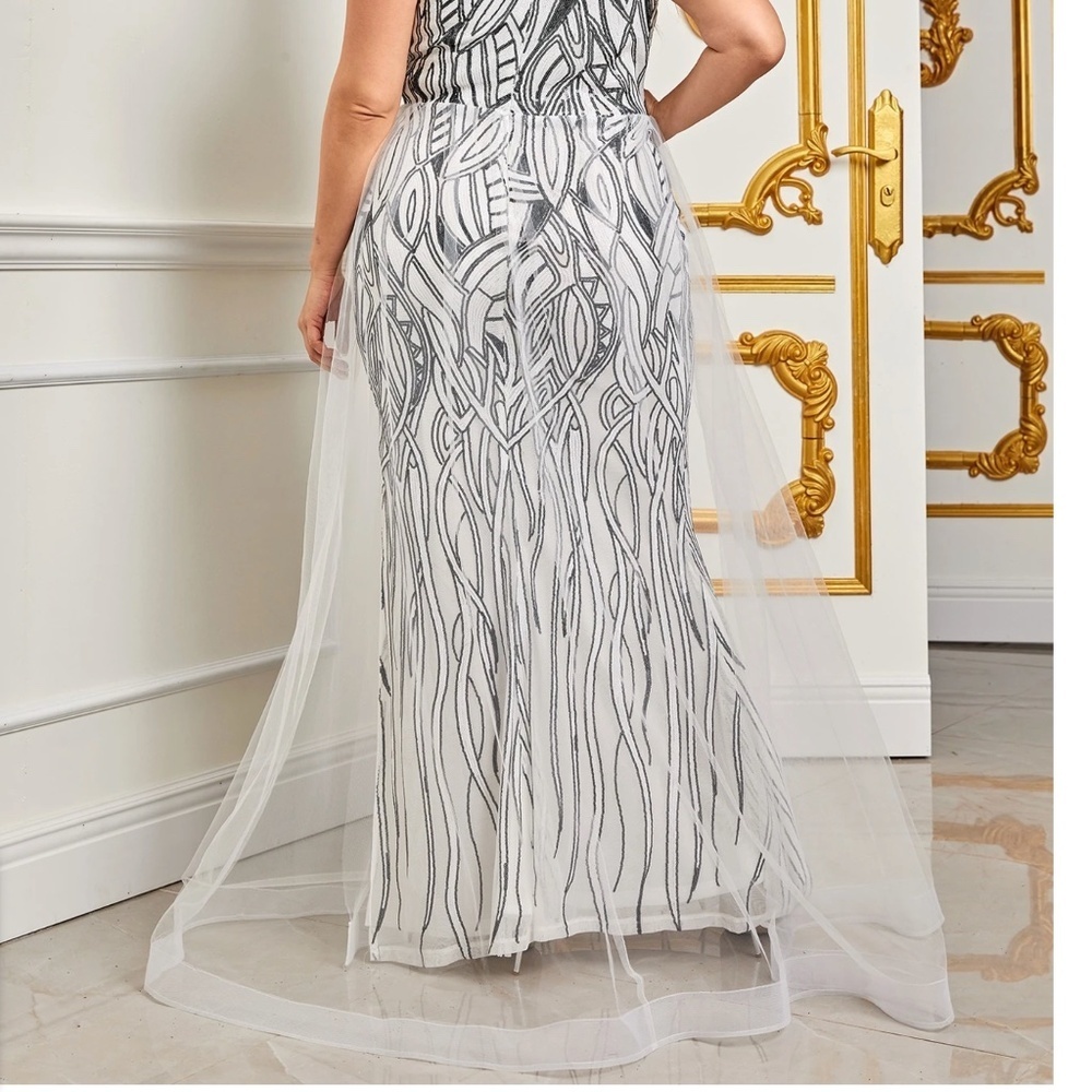 One Shoulder Split Thigh Sequins Formal Dress In … - image 2